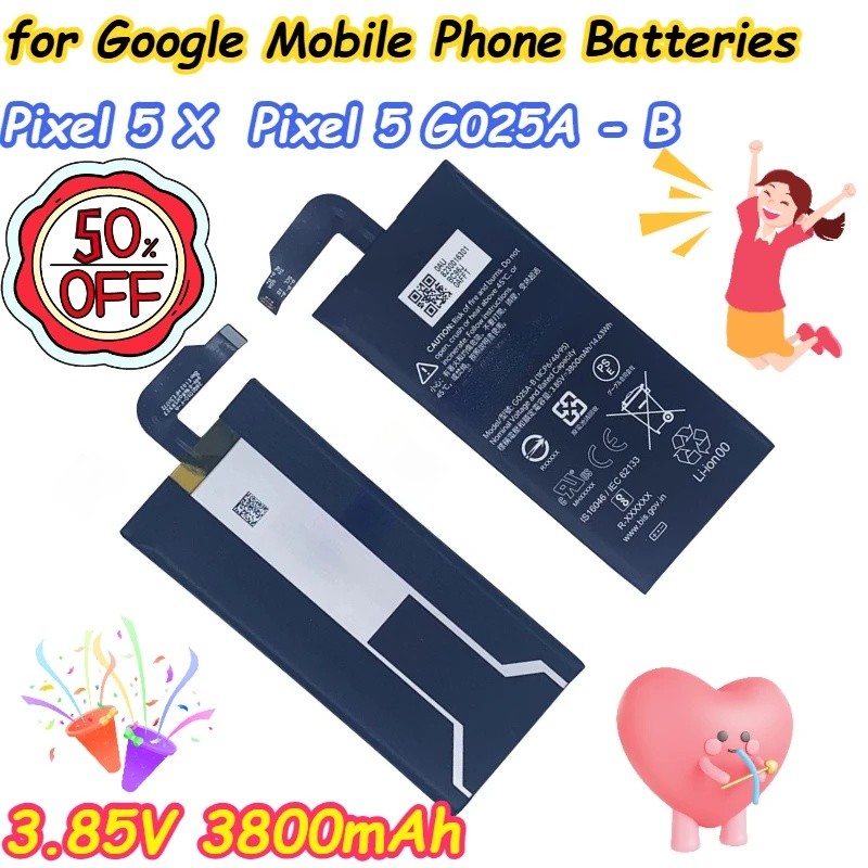 3.85V 3800mAh สําหรับ Google Pixel 5 X Pixel 5 G025A - B แบตเตอรี่โทรศัพท์มือถือ