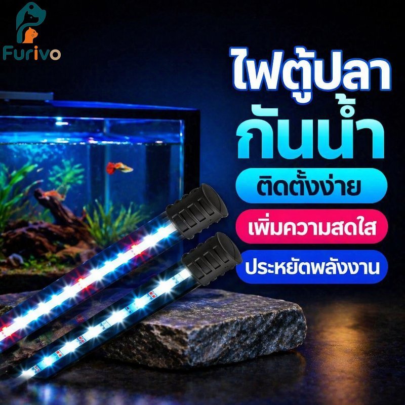 ไฟตู้ปลา USB กันน้ํา LED โคมไฟตู้ปลา Dual Head Plant Growth Bright Natural Glow