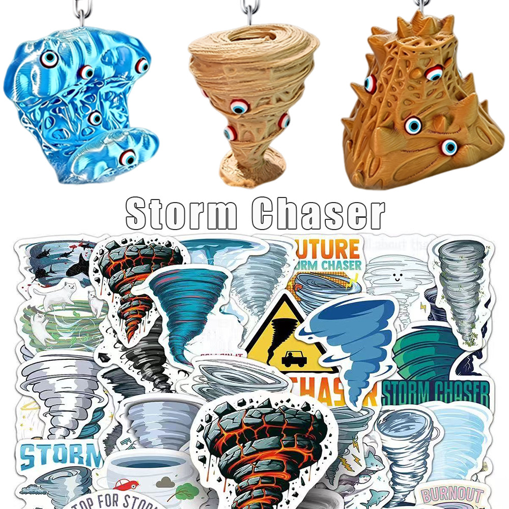 Storm Chaser Hobby Tornado สติ๊กเกอร์กันน้ําและแฟนตาซีธรรมชาติ Phenomenon กระเป๋าอะคริลิค Charm กระเป๋าเป้สะพายหลังตกแต่ง