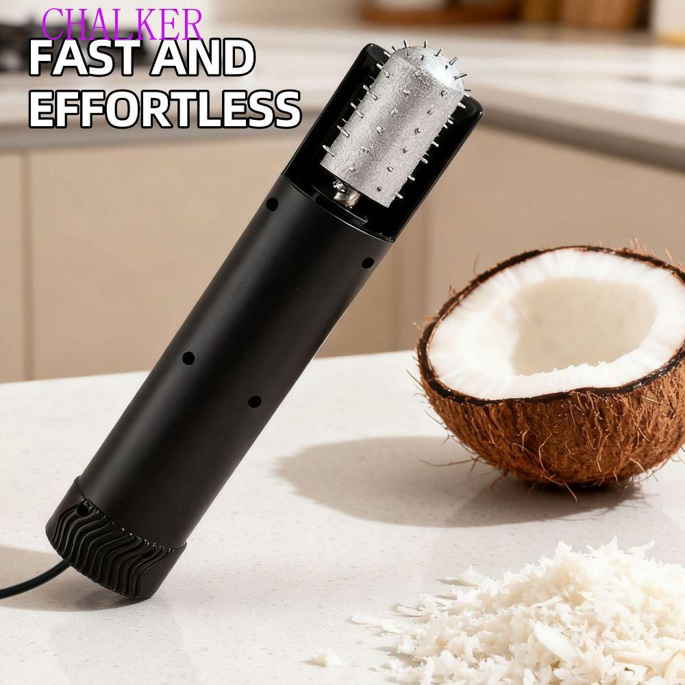 CHALKER เครื่องขูดเนื้อมะพร้าวไฟฟ้า, Anti-Splash Safe Coconut Scraper, สะดวก UK US EU มือถือหมุนครัวมะพร้าว Shredder เครื่องมือผลไม้