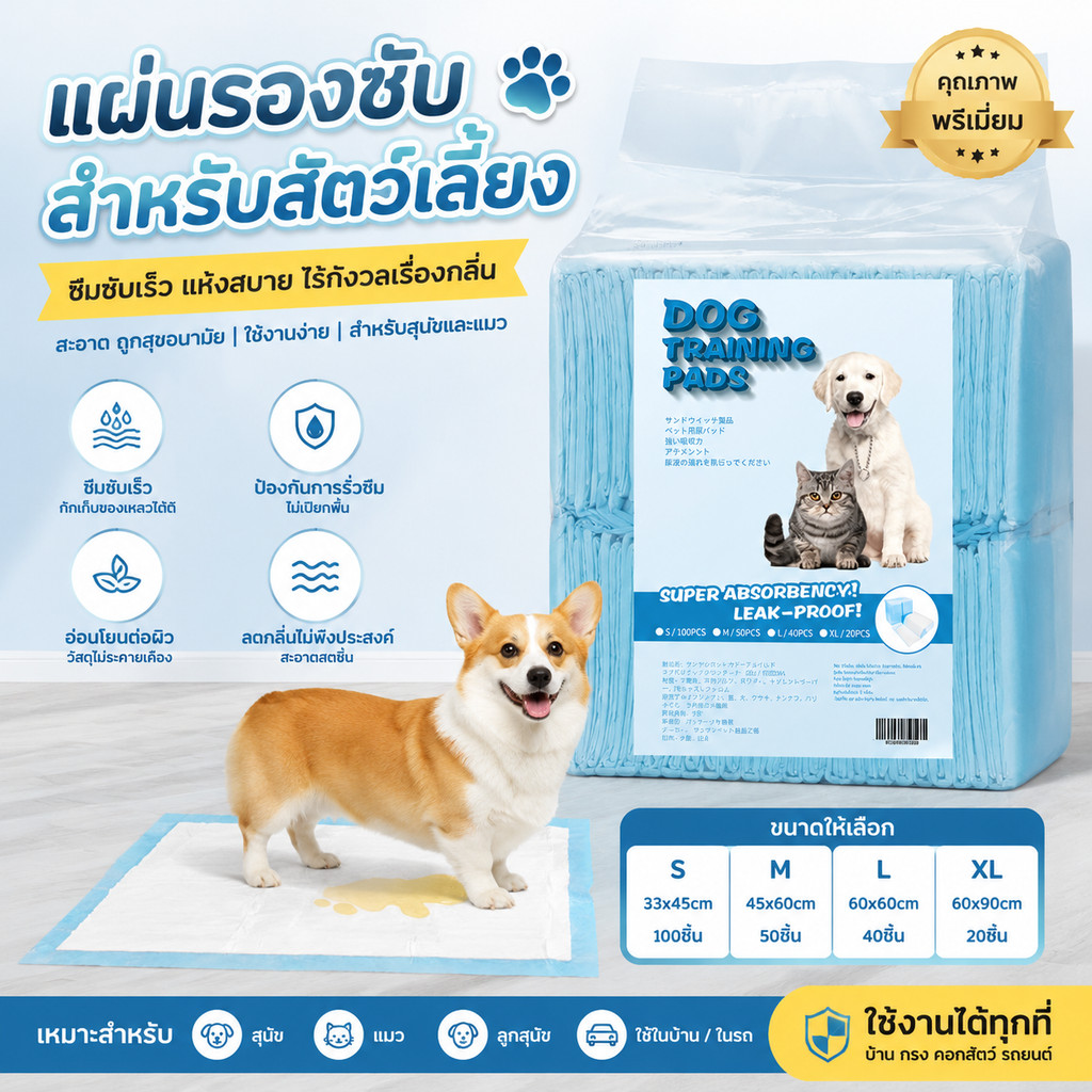 【พร้อมส่ง】 แผ่นรองฉี่สุนัข ซึมซับไดีดี ต่อต้านแบคทีเรีย แผ่นรองฉี่ ผ้ารองฉี่สุนัข แผ่นรองฉี่แมว แผ่นรองซับ ทรายแมวCOD