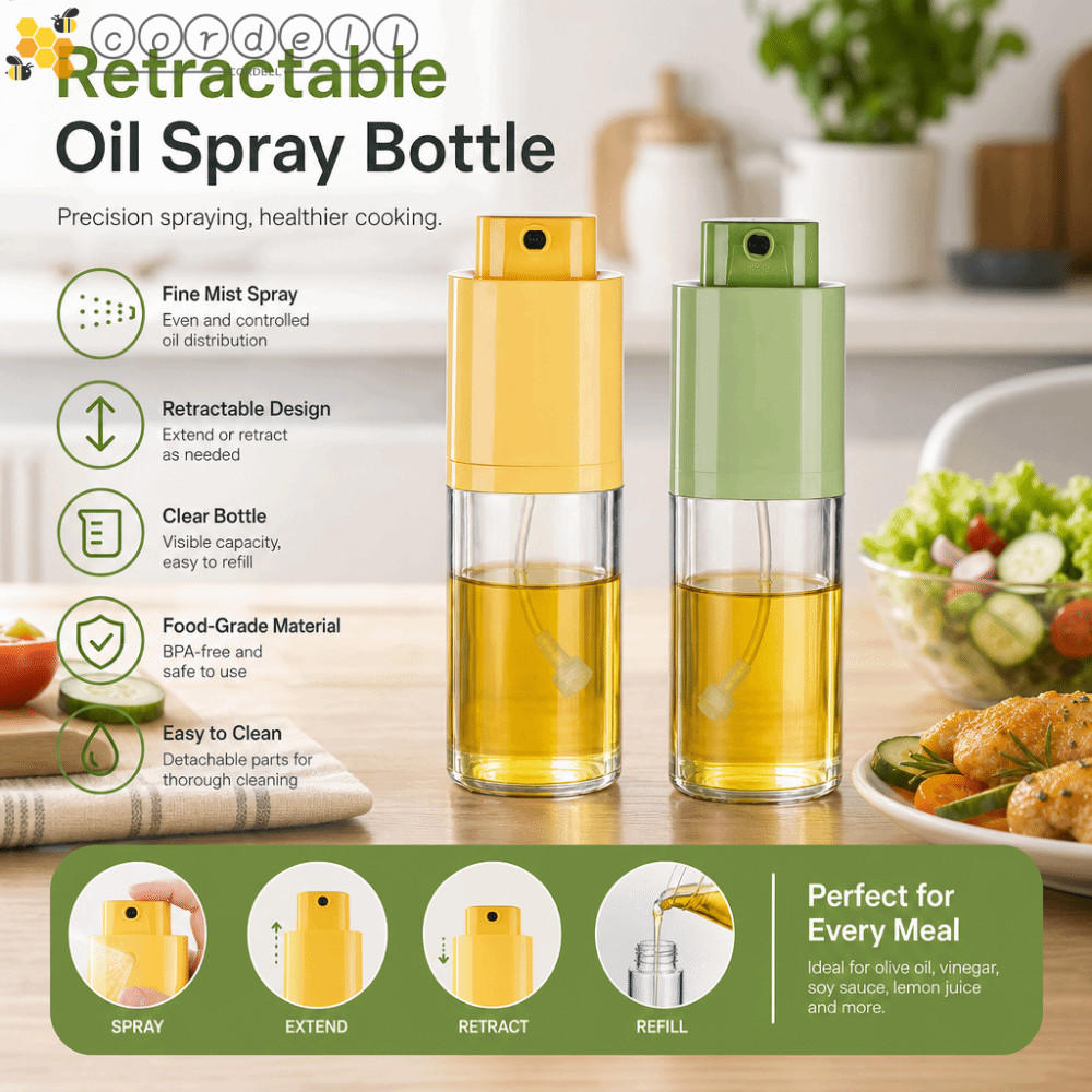 CORDELL Cooking Oil Sprayer, ที่แม่นยํา Mister Olive Oil Sprayer, สะดวก Retractable Leak-Proof Glass