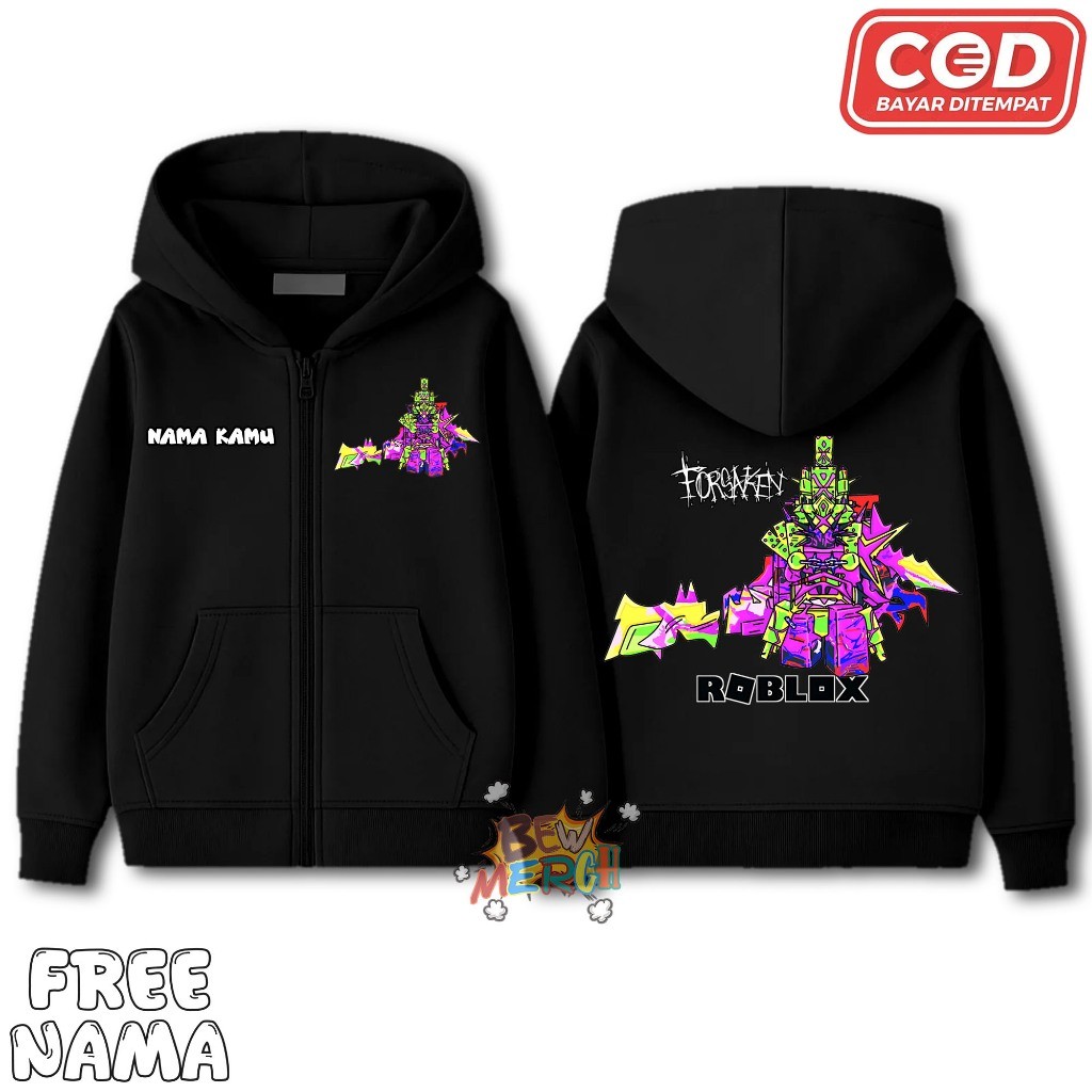 NEW💐 Roblox Forsaken เสื้อแจ็คเก็ตมีฮู้ดเด็ก 1x1x1 / Roblox Forsaken Kids Zipper Hoodie 1x1x1 / ฟรีช