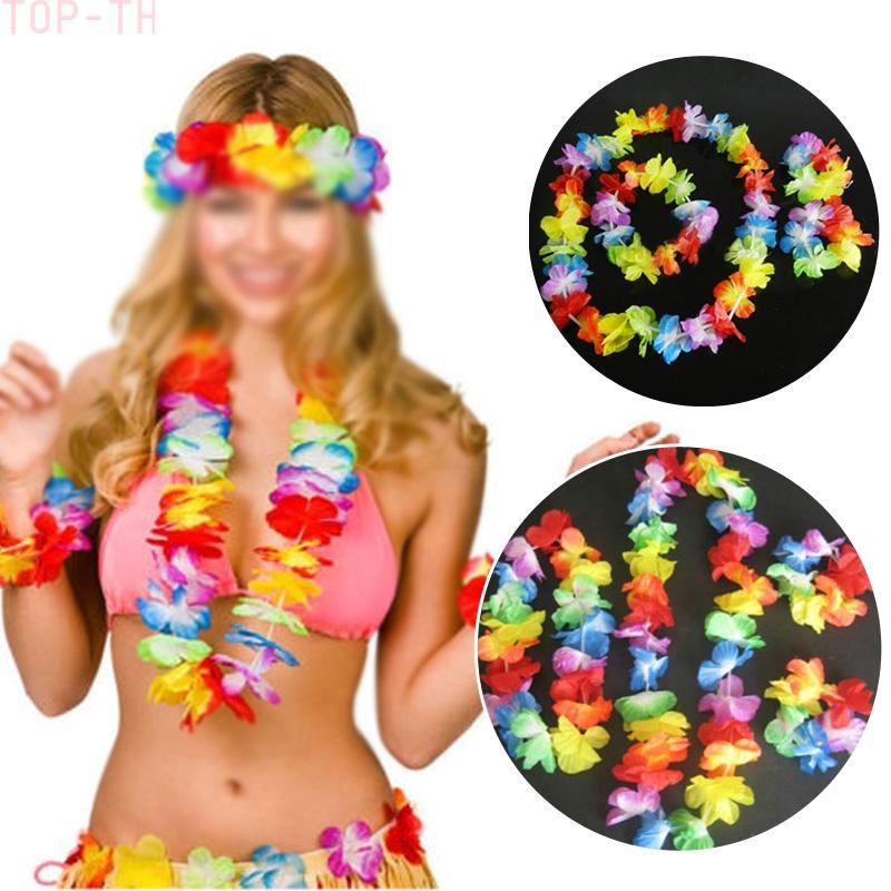 Garlands Fun Necklace 4Pcs Beach Colorful Fancy Dress Hawaiian Home Set