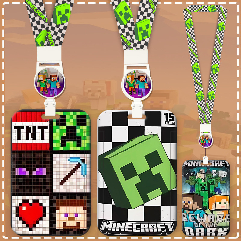 Work Permit Factory Brand Badge Card Minecraft 2 Lanyard ID Card Holder Cartoon Campus Student Pick-