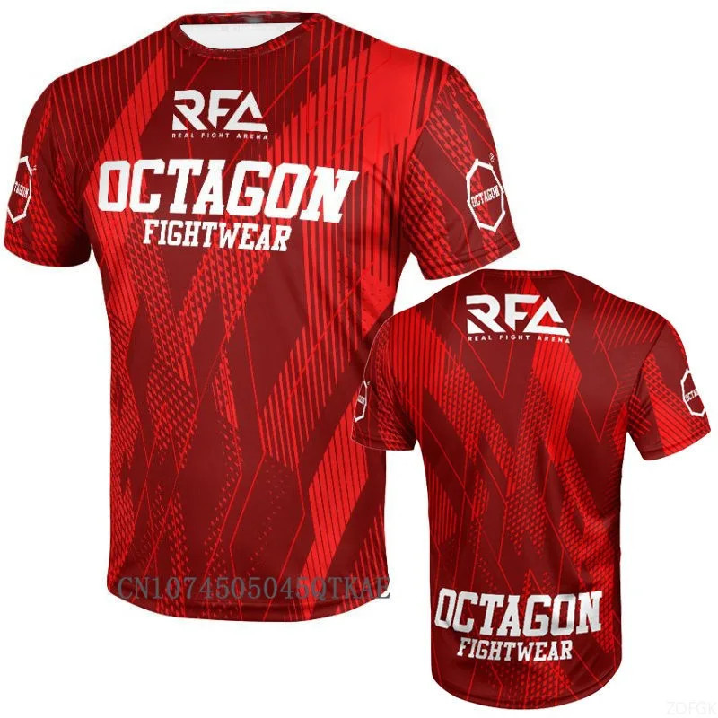 Octagon X RFA Unisex 3D พิมพ์ตาข่ายระบายอากาศลูกเรือคอแขนสั้นเสื้อยืดลําลอง