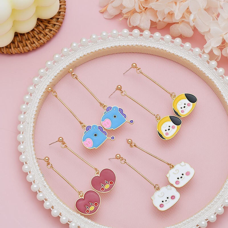 Surprise S925 เข็มเงินเยาวชน League ต่างหูเครื่องประดับอะนิเมะการ์ตูน BT21 RJ TATA Clip-On ต่างหูต่า