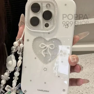 🔥Poppa🔥เคสไอโฟน15 17 เคส สำหรับ IPhone 11 17 15 12 13 16 14 Pro Max X XS Max 7 8Plus เคสเพล์รสหัวใจโบว์ป้องกันสงกรานต์