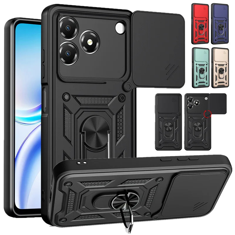 Kickstand Armor Case สําหรับ ZTE Blade A36 A56 A76 4G A35 A55 A35E ฝาครอบเลนส์ป้องกันแหวนผู้ถือแม่เห