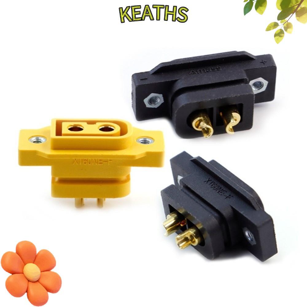 KEATHS XT60NE-F ปลั๊ก, ชุบทอง 3.5 มม./4 มม.XT90NE-F Connector, DC500V สีดําสีเหลืองแบตเตอรี่ขั้วต่อ 