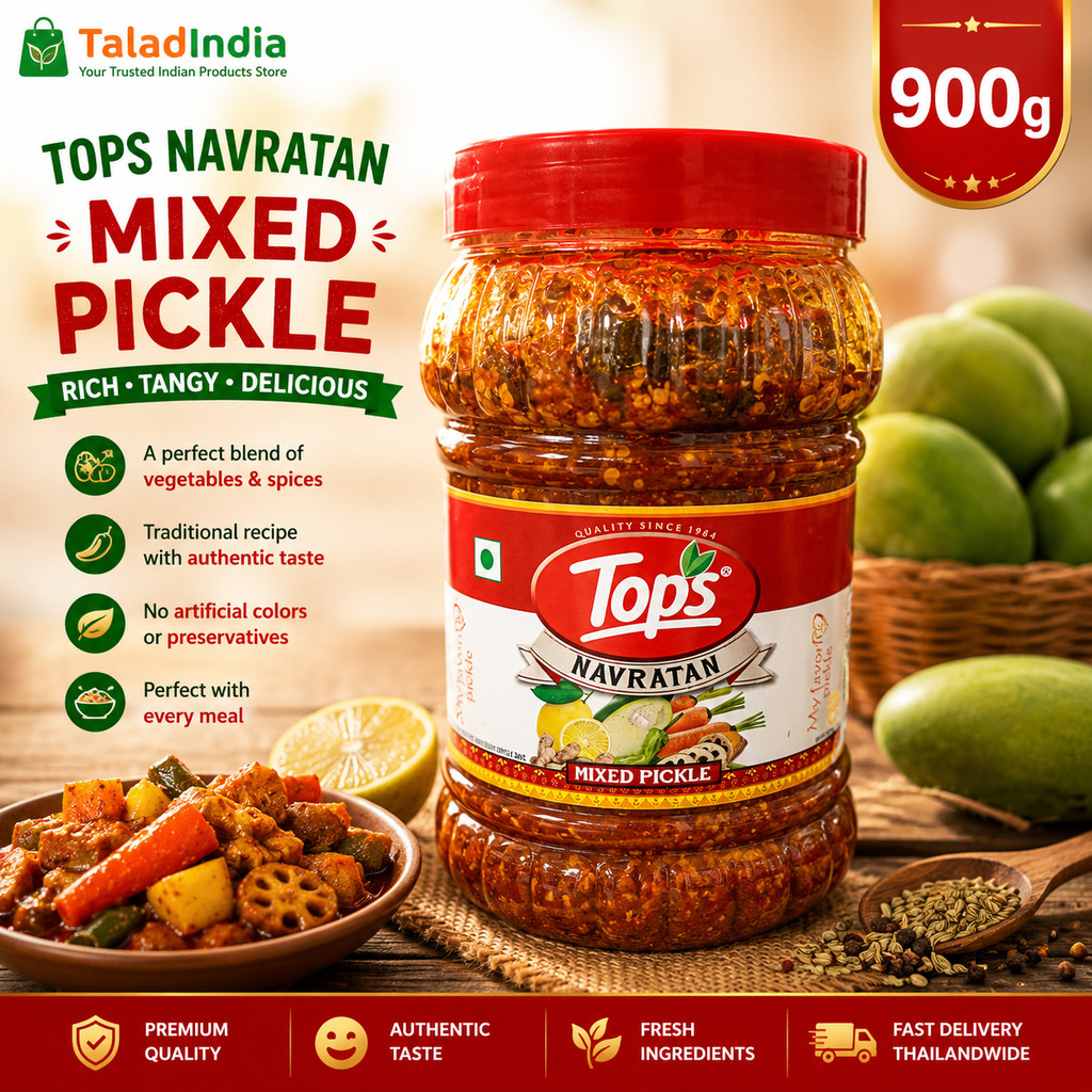 TOPS Navratan Mixed Pickle 900g | Authentic Indian Mixed Achar | Premium Spicy Pickle | TaladIndia