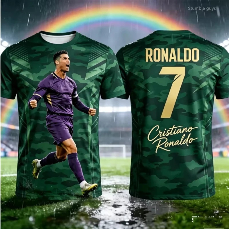 Men's Summer Short Sleeve Football Shirt Ronaldo 7 Family Style T-Shirt Casual for Adults and Childr