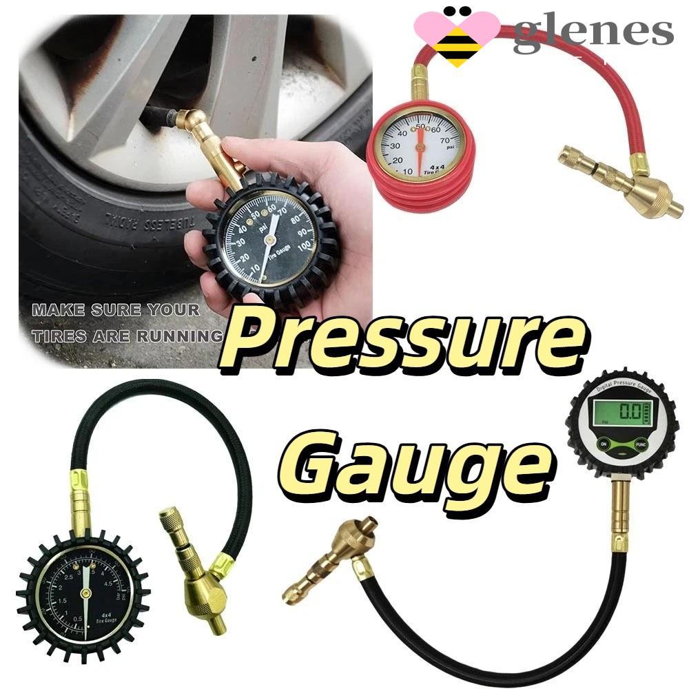 GLENES เครื่องวัดความดันลมยาง,จอแสดงผลดิจิตอลอัตโนมัติ Deflation Mechanical ยาง, 200 Psi ความจุโลหะ 