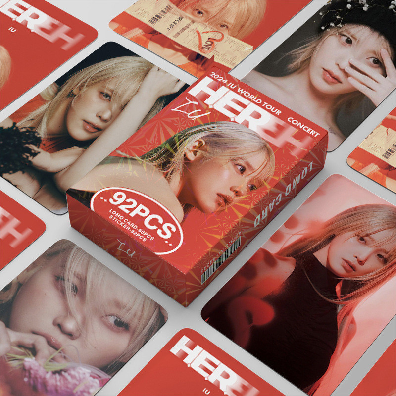 92 การ์ดรูปถ่าย KPOP IU ใหม่สติกเกอร์การ์ดรูปถ่าย HEREH เดี่ยว Li Zhien Star การ์ด LOMO สองด้าน