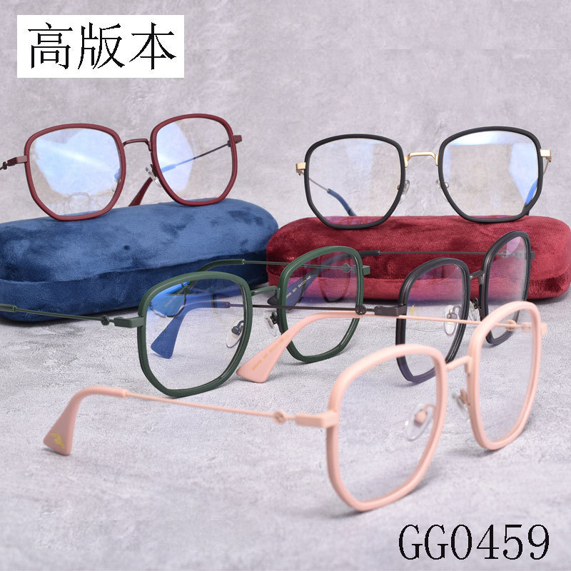 กู #Glasses กรอบ GG0459 โลหะขนาดใหญ่สแควร์กรอบแว่นตาหญิงแว่นตาแบน
