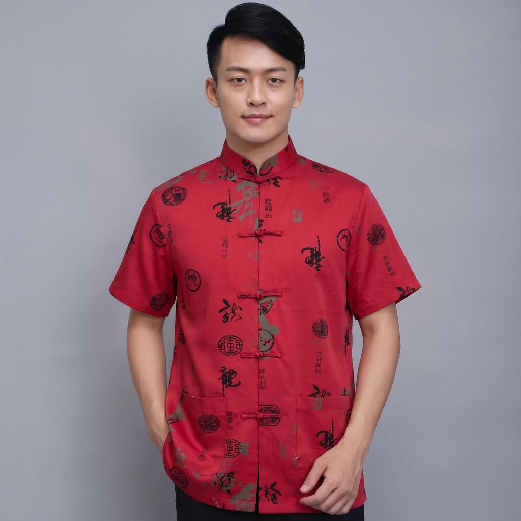 Treatment Cotton Color Mens Casual Short-Sleeved Tang Top Silk Traditional Culture Suit Tang 8.5