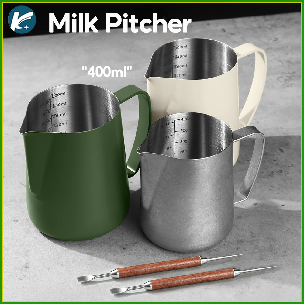 【KC】Milk Pitcher 400 ml เหยือกเทฟองนม เหยือกตีฟองนม เป่าฟองนม เทลาเต้อาร์ท เหยือกลาเต้อาร์ท