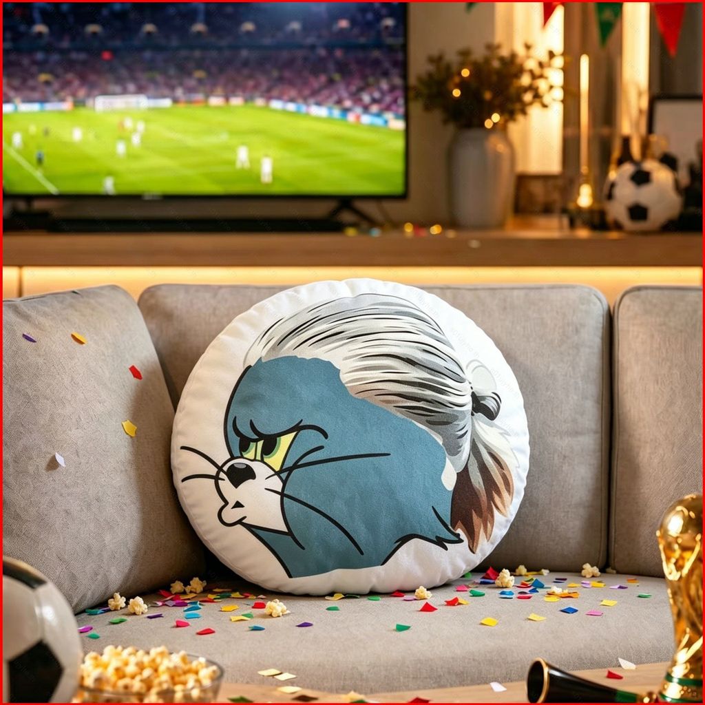 Tom And Jerry Tom Cat Haaland Meme Plushie ตลกฟุตบอลพัดลมเบาะการ์ตูนโซฟาตกแต่งของขวัญ
