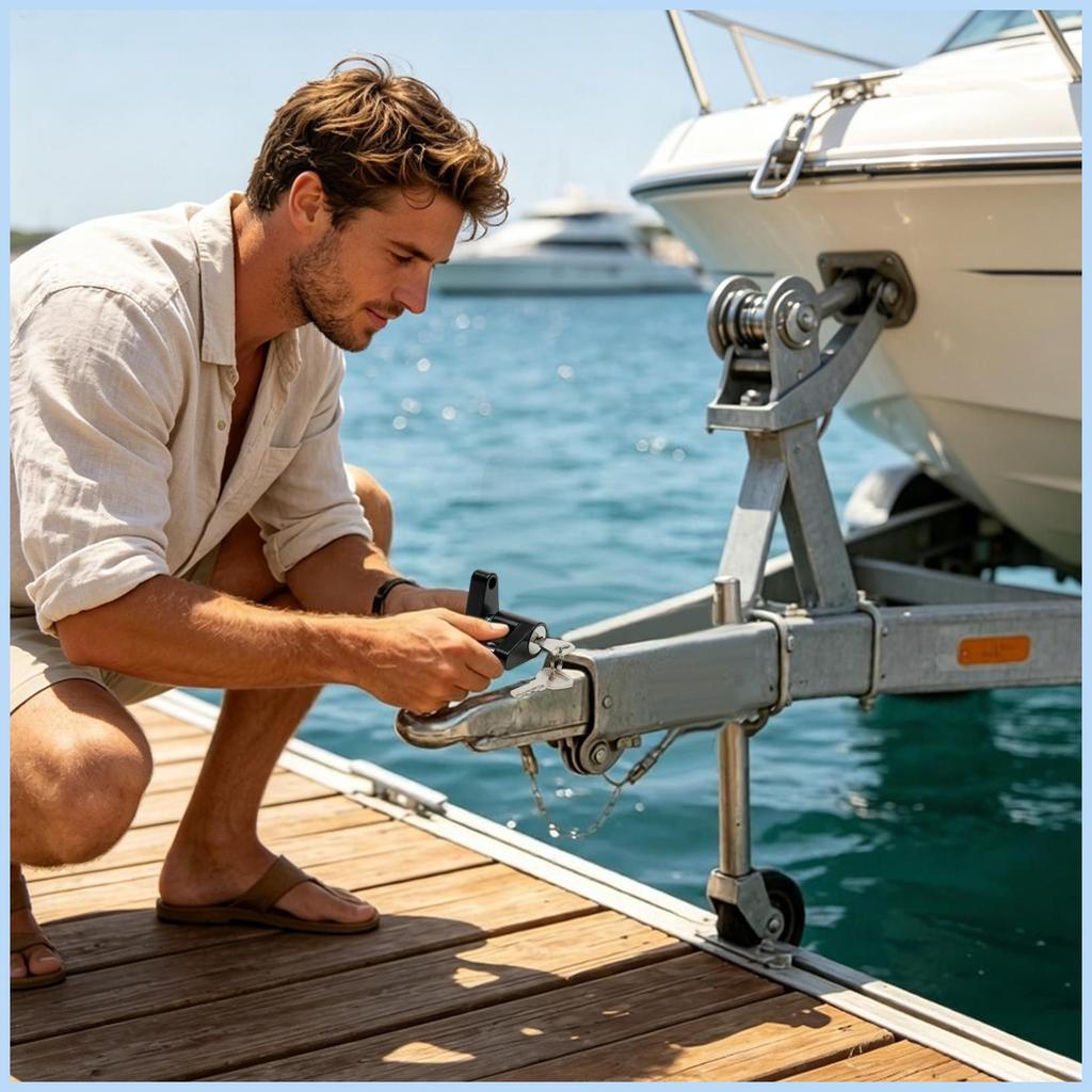 Trailer Coupler ล็อคตัดทน Heavy-Duty Anti-Theft Universal Trailer Hitch Coupler ล็อคสําหรับเรือพ่วง 