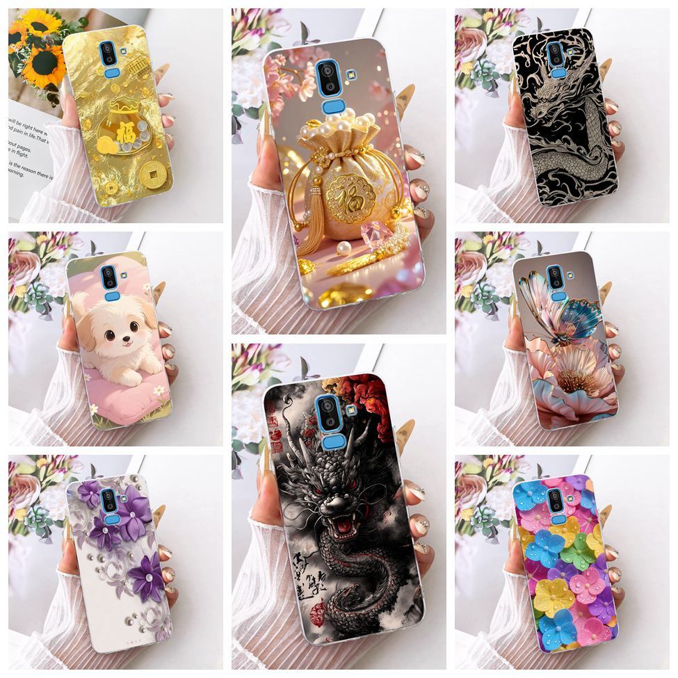 Clear สําหรับ Samsung J8 2018 กรณี SM-J810F น่ารักการ์ตูนแฟชั่นผีเสื้อตลกทาสีสําหรับ Samsung Galaxy 
