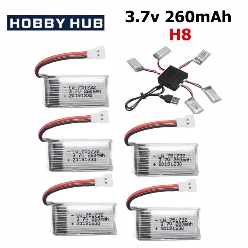 3.7V 260mAh แบตเตอรี่ Lipo สําหรับ Eachine H8 JJRC H2 H8 H48 H8 Mini RC Quadcopter Drone อะไหล่ 3.7v