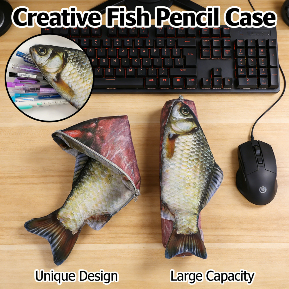 Crucian Carp Salted Fish Pencil Case School Stationery Design Funny Unique