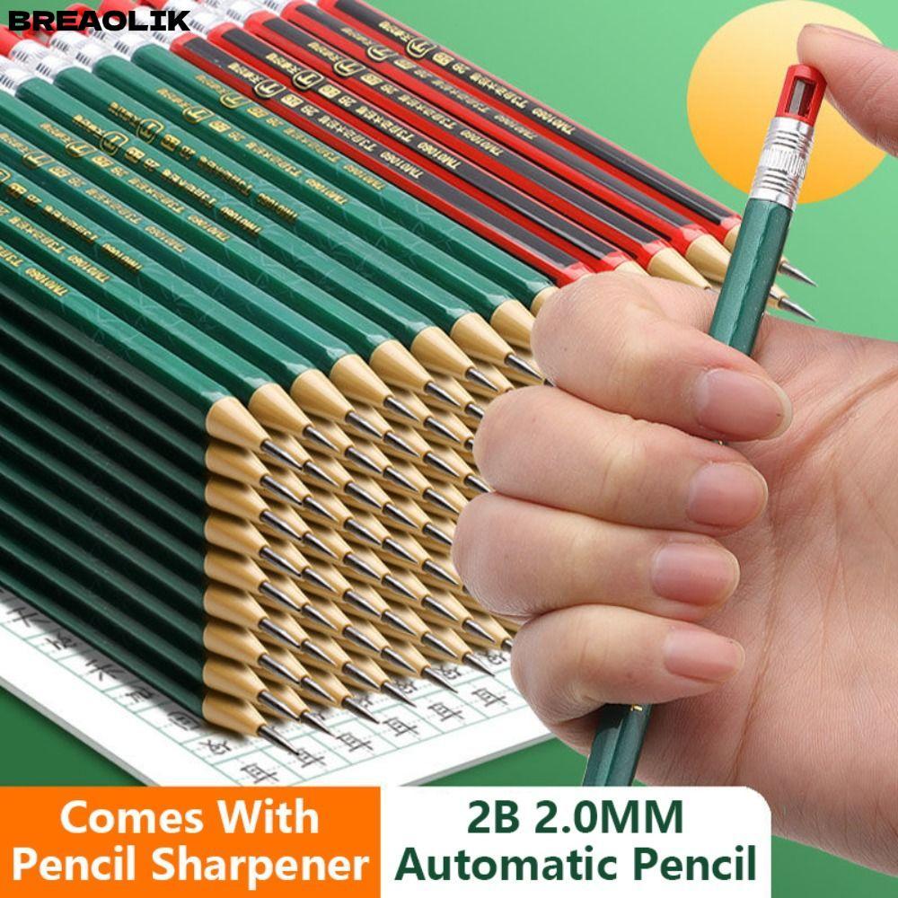 ดินสออัตโนมัติ BREAOLIK ชนิดกด มาพร้อมดินสอกด, Simple Sketch Drawing Writing Tool Stationery 2.0MM 2