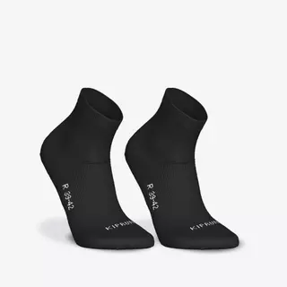 Decathlon Pack Of 2 Pairs Fine Crew Running Socks ถุงเท้าวิ่งหุ้มข้อเนื้อผ้าละเอียด รุ่น Run500 1 แพ็ค 2 คู่ - Black