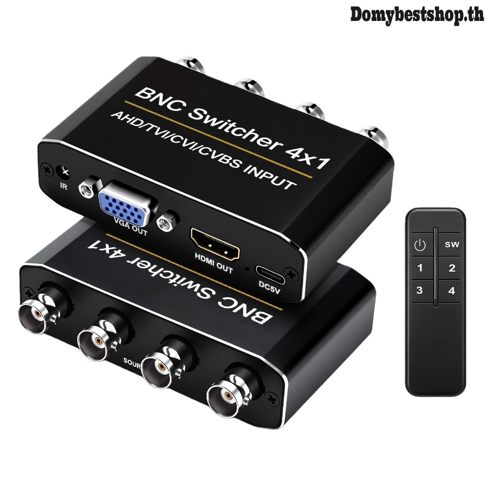 สวิตช์วิดีโอ 4 in 1 HDMI AHD CVI TVI CVBS แกนสัญญาณโคแอกเชียล เราเตอร์ 4 ช่อง
