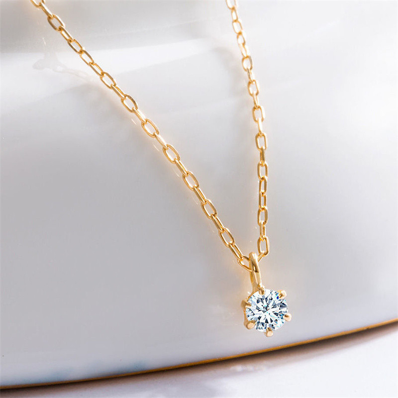 ใหม่แฟชั่น 925 เงินสเตอร์ลิงผู้หญิง DIY สร้อยคอจี้ 18K Golden สร้อยคอเครื่องประดับของขวัญ N-3101B