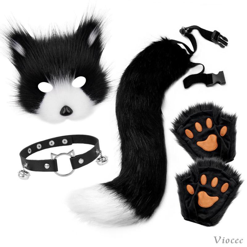 [Viocee] Canine Costume Set with Mask Furry Canine Cosplay Accessories Animal Mask Set Adjustable So