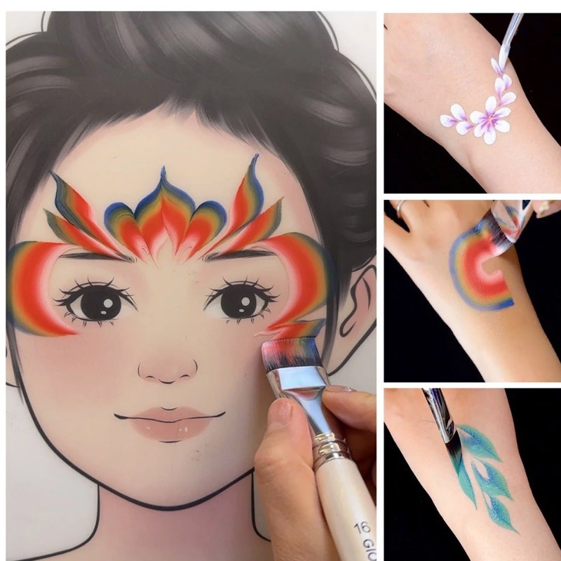 สีเพ้นท์หน้าและร่างกาย 12 สี สีสันสดใส เรืองแสง ล้างออกง่าย สีทาหน้า สีทาตัวร่างกาย รูปที่ 5