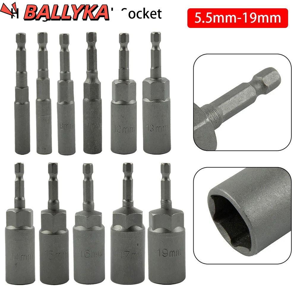 BALLYKA 1 ชิ้น Key เจาะอะแดปเตอร์, ไดรฟ์ซ็อกเก็ตแม่เหล็ก Nut ไขควง Hex Socket, 5.5-19 มม. 1/4 "Hex 8