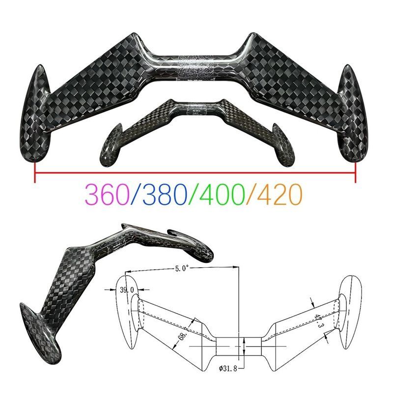 BALUGOE คาร์บอนไฟเบอร์ Rest Handlebar TT Handlebar Dead Fly Handlebar Horn เครื่องบิน 12K Bright การ