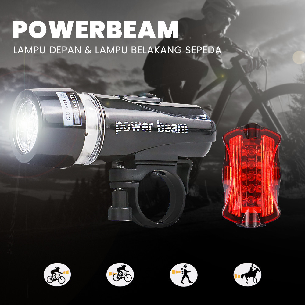 BIKE Powerbeam 5 LED กันน้ํา 2 โหมดจักรยานด้านหน้าและด้านหลัง - HB-618