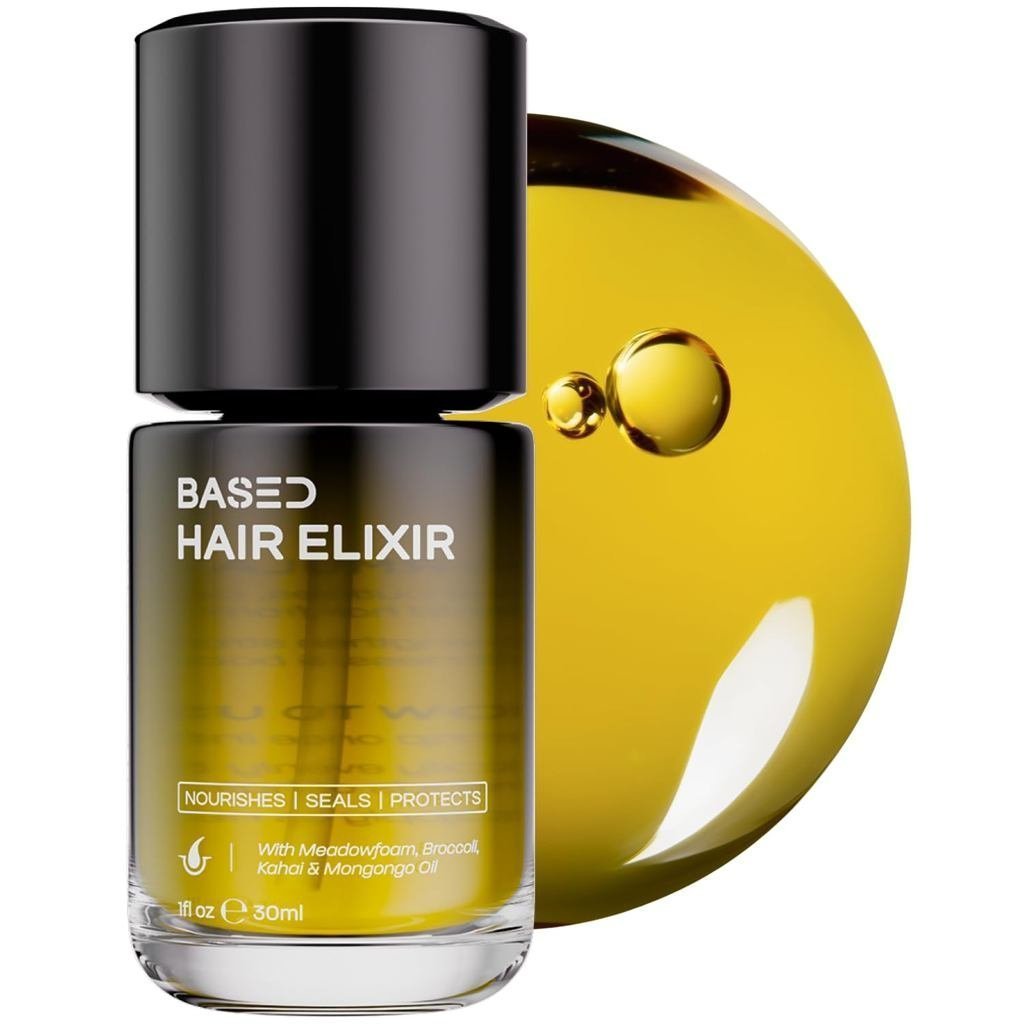BASEDHairElixir-WeightlessShineSerum withHeatProtection,ControlsFrizz&Flyaways,NourisheswithMeadow&M