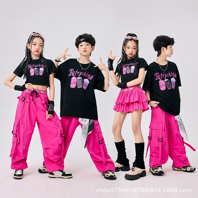 【ks1216.th】 街舞儿童舞蹈服男童嘻哈套女童爵士舞架子鼓走演出服 【0817ldj7PW1z2】