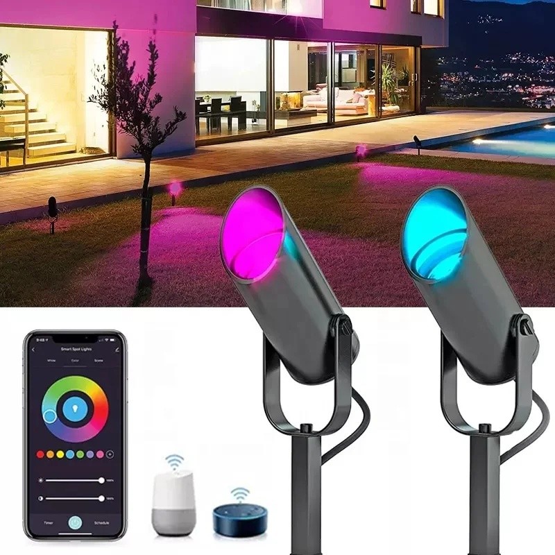 P5TV ยี่ห้อใหม่สมาร์ท Garden Spotlight 10W RGBW WiFi APP ควบคุม IP65 กันน้ํากลางแจ้งสําหรับ Yard สนา
