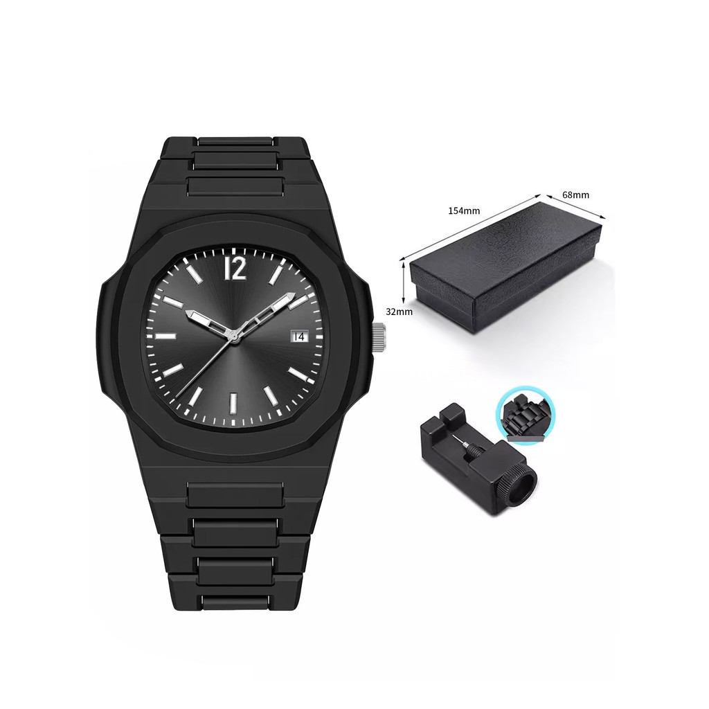 TOMI Box Set Casual Fashion Plastic with Beautiful Matte Calendar Quartz Mens Watch