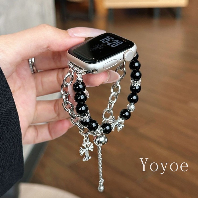 แฟชั่น Cats Eye ลูกปัดสําหรับ Apple Watch Series 11 10 46 มม.38 40 41 42 44 45 49 มม.สร้อยข้อมือสําห