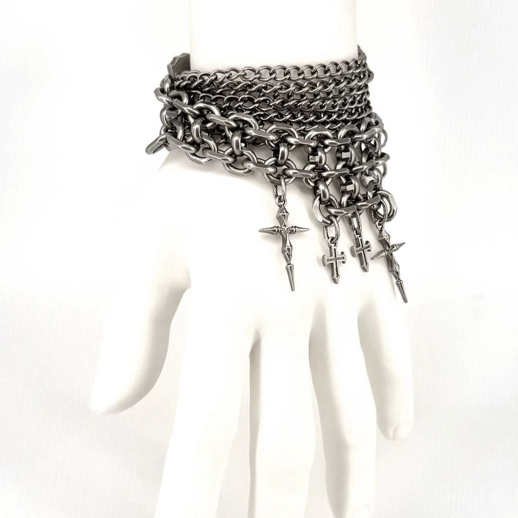 YL Metal Series Dark Cross Chain สร้อยข้อมือเย็บไม่สม่ําเสมอ YC5G