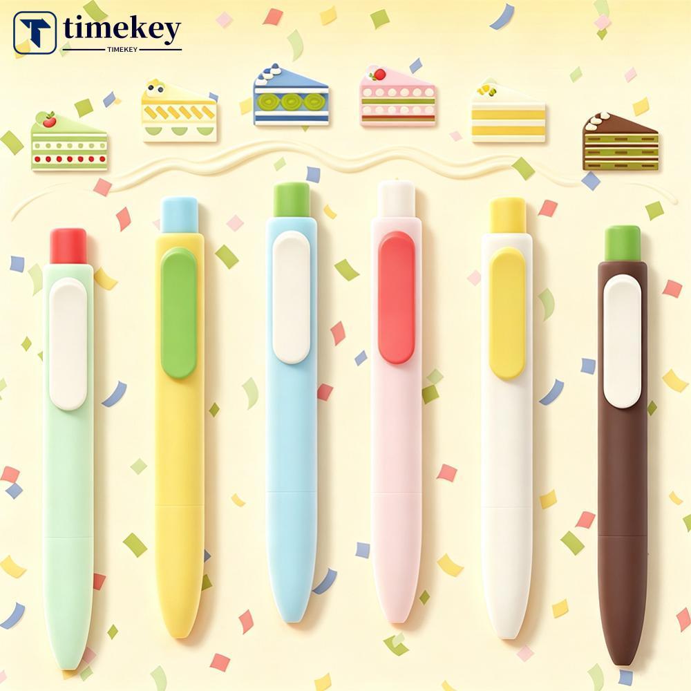 TIMEKEY 0.5 มม.สีดํา Retractable ปากกาเจลน่ารักเค้กสี-บล็อก Chubby กระเป๋าปากกา Push ปุ่ม Journal กา