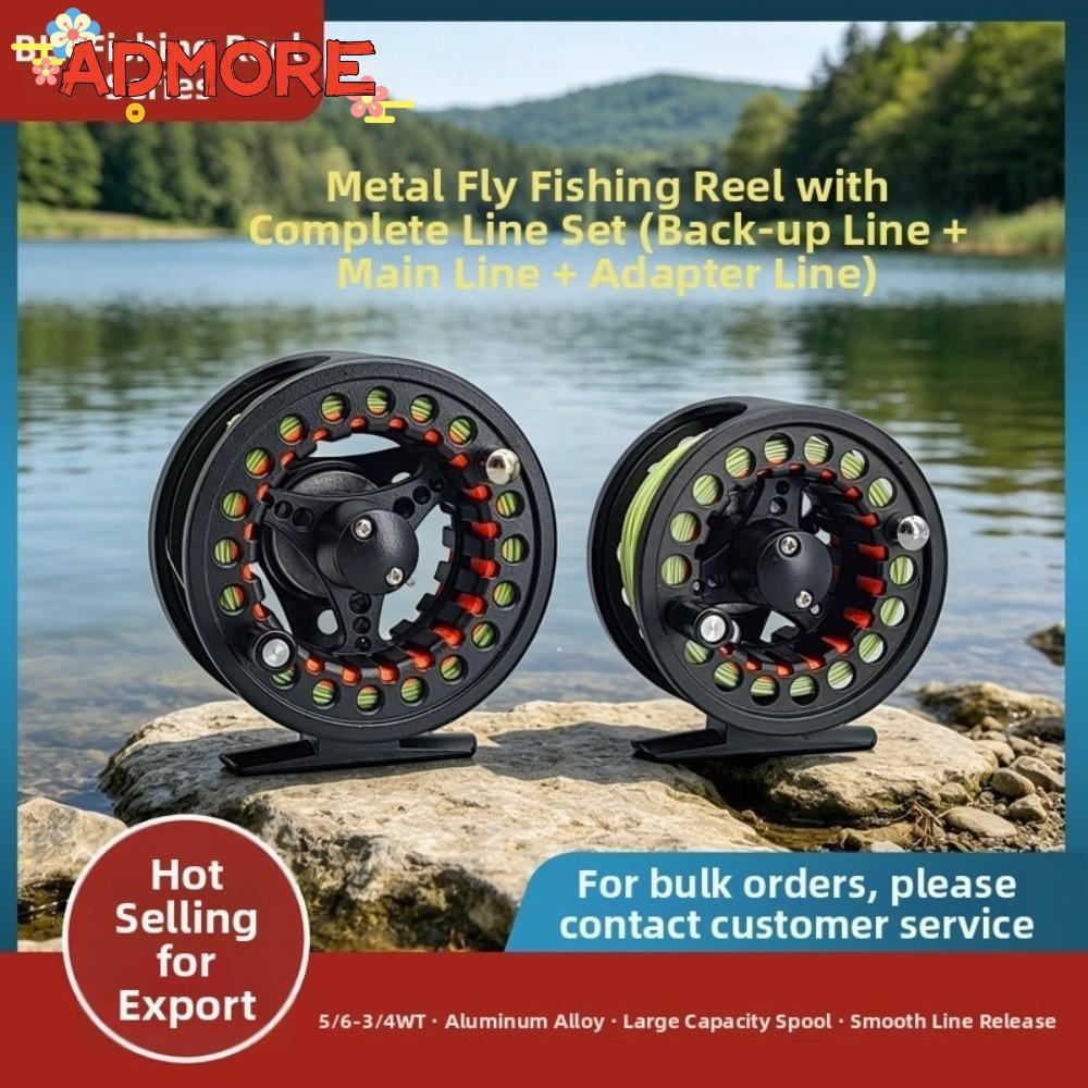 ADMORE Fly Reel Combo, ขนาดใหญ่ Arbor Backing Leader Fly Fishing Reel, Smooth WF Floating Fly Line อ