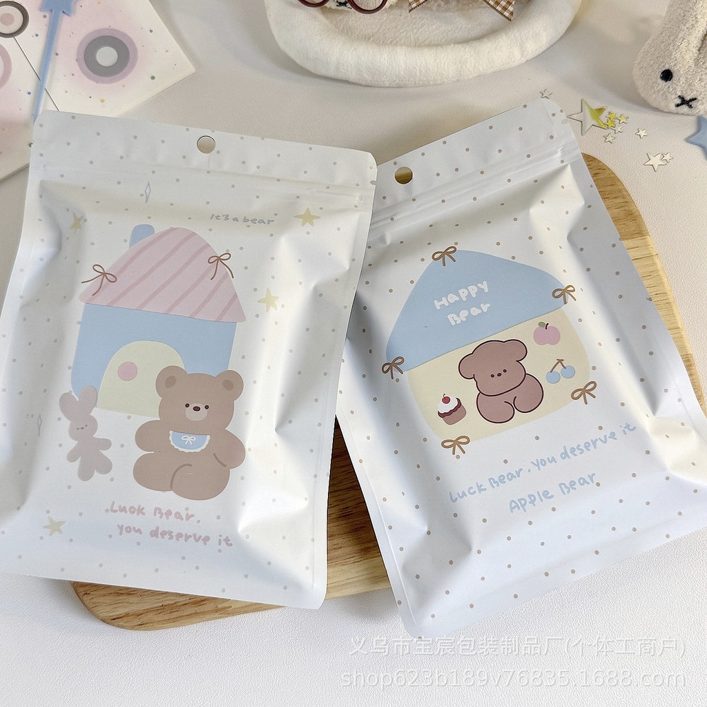 House Bear Ziplock Bag ถุงบรรจุน่ารัก คู่มือถุงเก็บบรรจุภัณฑ์ของขวัญขนาดเล็ก บรรจุภัณฑ์ความจุขนาดใหญ