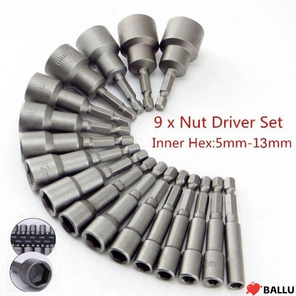 BALLU 9 ชิ้น/เซ็ตหัวฉีด Nut Bits ชุดเจาะ Bit Driver Socket Bits Driver ชุด