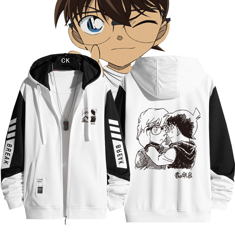 Detective Conan zip Up Hoodies สําหรับผู้ชายและผู้หญิงเสื้อคอสเพลย์ซิป Hoodie