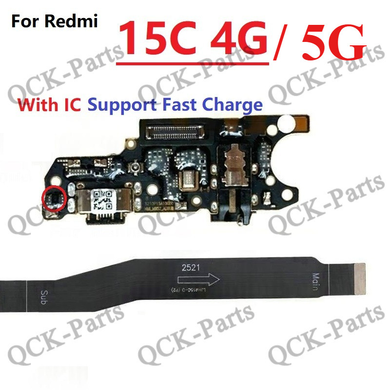 สําหรับ Redmi 15C 4G 5G หลักเมนบอร์ด flex Board USB ชาร์จพอร์ต Dock Connector ชาร์จ Flex Cable เปลี่ยนอะไหล่