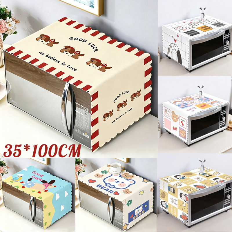 COD ผ้าคลุมไมโครเวฟ 35*100CM โพลีเอสเตอร์ กันน้ำ กันฝุ่น ป้องกันน้ำมัน ใช้ได้ก้กเครื่องซักผ้าและตู้เย็น ตกแต่งห้องครัว