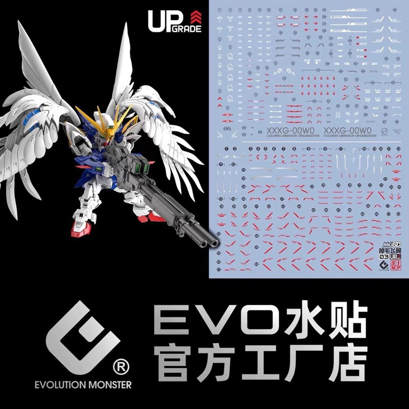 (พร้อมส่ง) ดีคอลน้ำ Decal EVO MGSD Wing zero EW / Wing Snow White Prelude เรืองแสงแบล็คไลท์