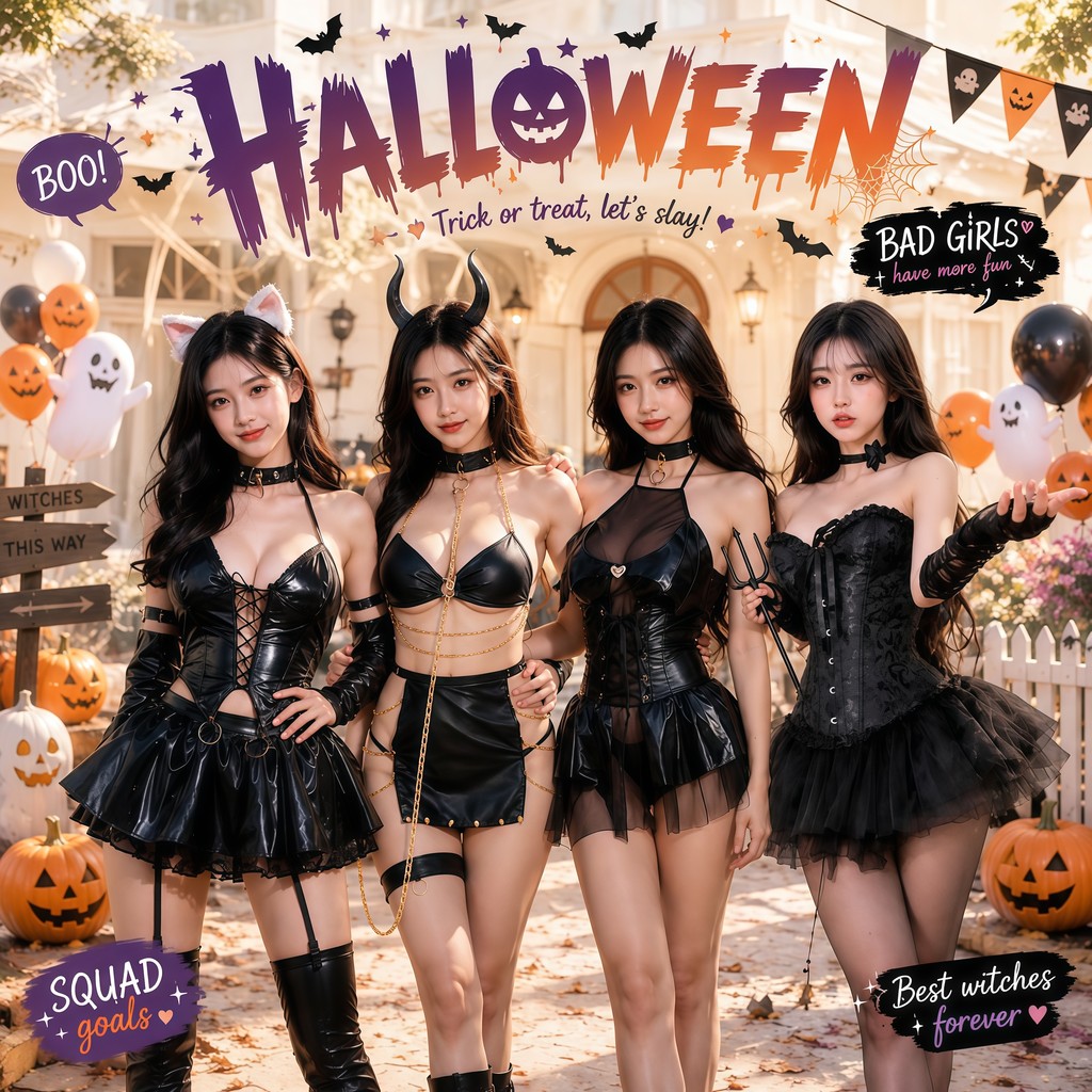 BIG SEXY ชุดคอสเพลย์ ฮาโลวีน ผู้หญิง ชุดแฟนซี แม่มด ปีศาจสาว สีดำ เซ็กซี่ ชุดปาร์ตี้ Halloween Cosplay M-5XL SET-1410